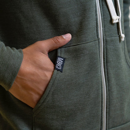 Olive Full Zip Hoodie